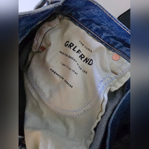 GRLFRND Luna Mid Rise Baggy Wide Leg Jeans Size 24 - Picture 7 of 11